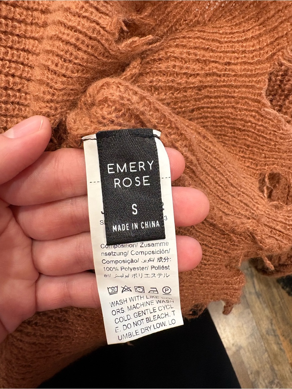 SHEIN Rust Distressed Ribbed Knit Sweater - Picture 4 of 4